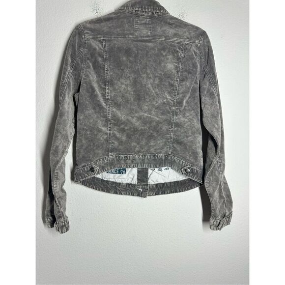 Rare Driver Velour Denim Construction Acid Washed Effect Jacket Size XL Gray - Picture 5 of 14
